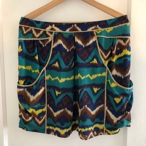Gemma 100% Silk Multi-Colored Printed Mini Skirt